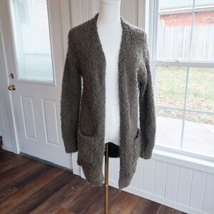 Love Tree Womens Longline Cardigan S Green Fuzzy Knit Sweater Cabincore Earth